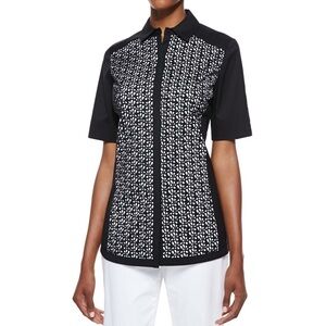 LAFAYETTE 148 MERRIE SHORT SLEEVE BLOUSE